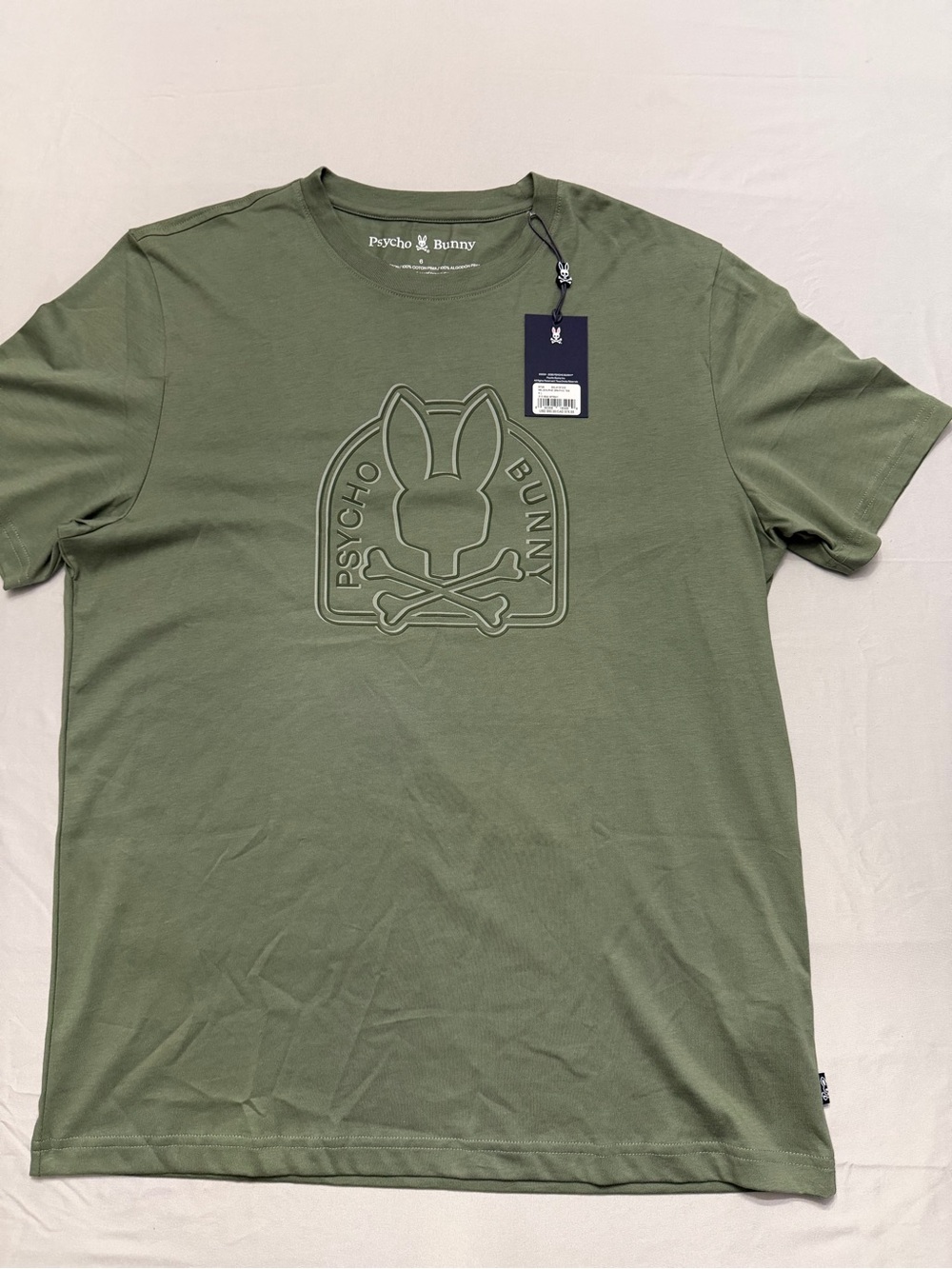 Psycho Bunny Olive Embossed Logo Short Sleeve Tee